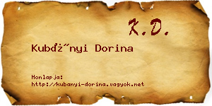 Kubányi Dorina névjegykártya